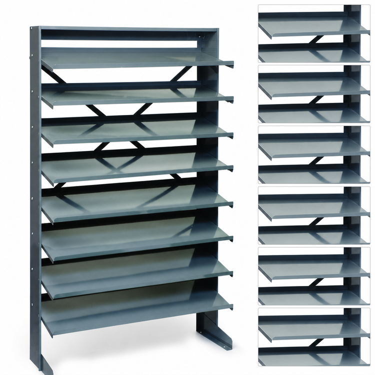Product image #4 for Quantum Sloped Single-Sided Pick Rack with 8 Shelves, 36 Inch Wide x 12 Inch Deep x 60 Inch High
