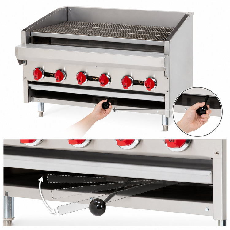 Product image #5 for American Range ADJ-36 36-Inch Countertop Adjustable Top Radiant Gas Charbroiler, 6 Burners