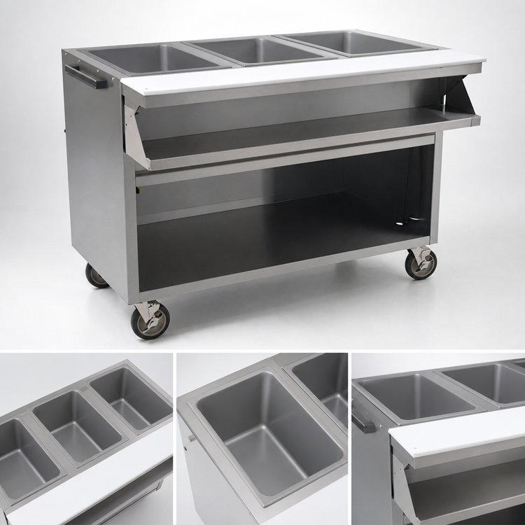 Product image #4 for Spec-Master 48-Inch Electric Sealed Well Hot Food Table with Open Front, 3 Wells, Mobile, 208V