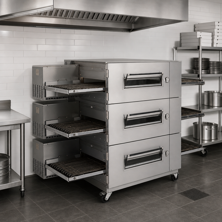 Product image #4 for Lincoln Impinger Low Profile Triple-Stack Electric Conveyor Pizza Oven Package