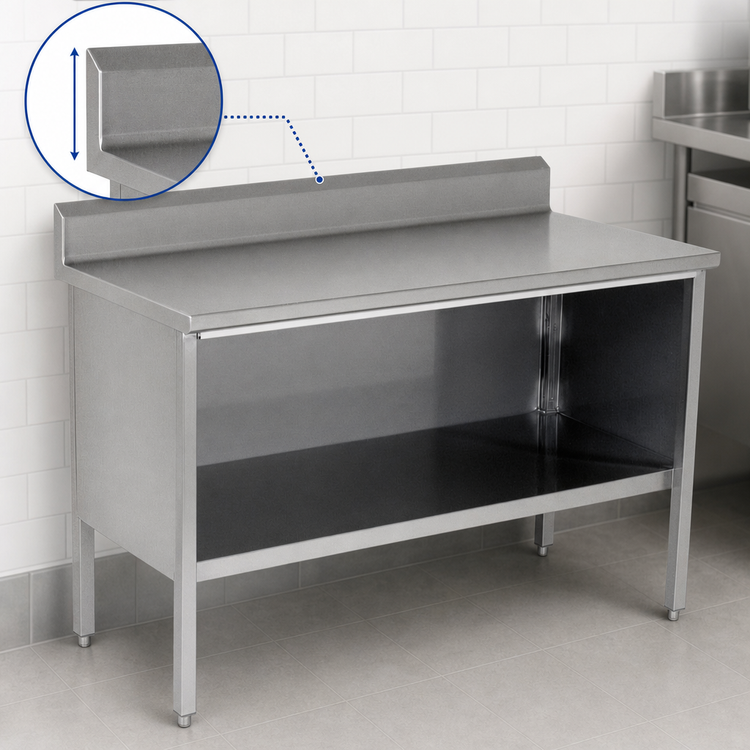 Product image #4 for John Boos Open Front Enclosed Base Work Table, 84 x 24 Inches, 14-Gauge Stainless Steel Top with 5-Inch Backsplash