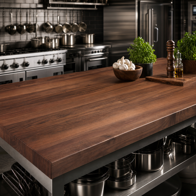 Product image #4 for John Boos Boos Block American Black Walnut Edge Grain Kitchen Countertop, 108 x 48 x 3 Inches