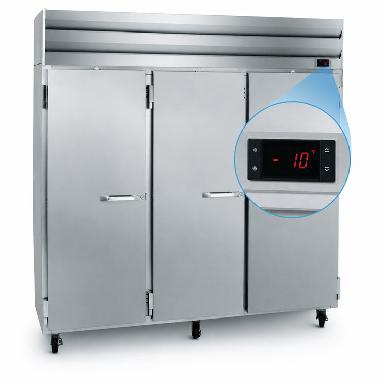 Product image #4 for Howard-McCray 78-Inch Three-Section Remote Reach-In Freezer with Solid Hinged Stainless Steel Doors