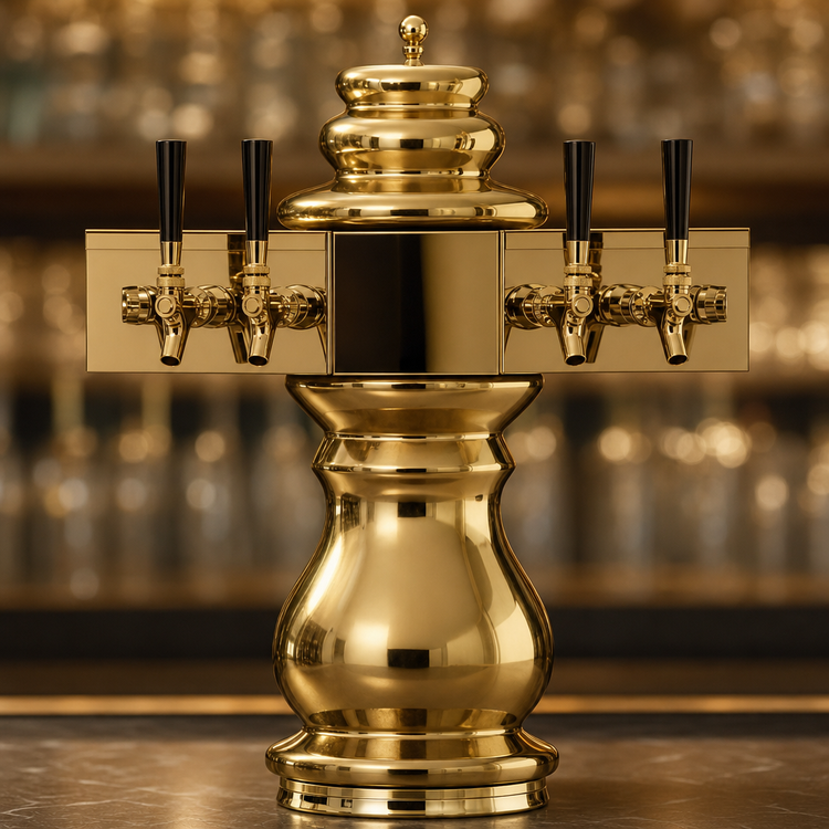 Product image #4 for Glastender Braumeister 4-Faucet Polished Brass Glycol-Cooled Draft Dispensing Tower