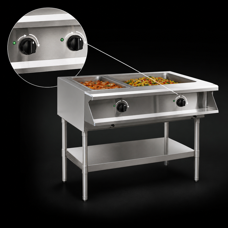 Product image #4 for Electric Sealed Well Hot Food Table with Open Base, 2 Wells, 33 x 32-1/4 x 35-1/2 Inches, 208V