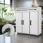 Thumbnail image #4 for Everest Refrigeration ESR3 Three-Section Reach-In Refrigerator, 71 Cu. Ft., Solid Hinged Doors, Stainless Steel Interior, Top-Mounted Self-Contained