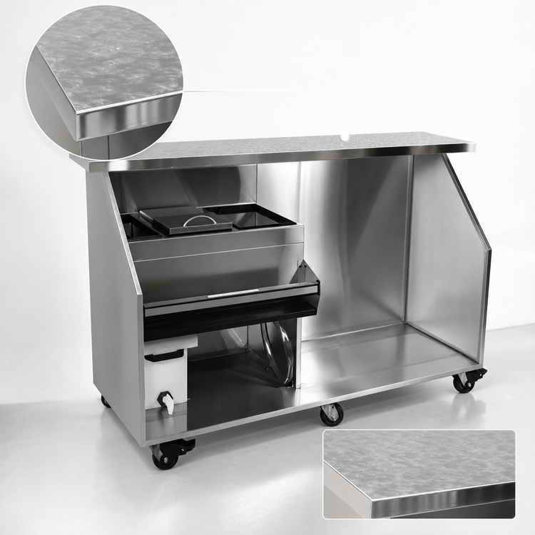 Product image #4 for 90-Inch Stainless Steel Portable Bar for Stackable Cups with Refrigerator Space