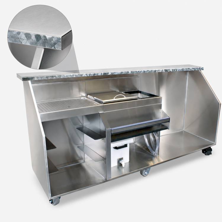 Product image #4 for Glastender Portable Stainless Steel Bar for Glassware with Refrigerator Space, 90-Inch, 12-Inch Ice Bin