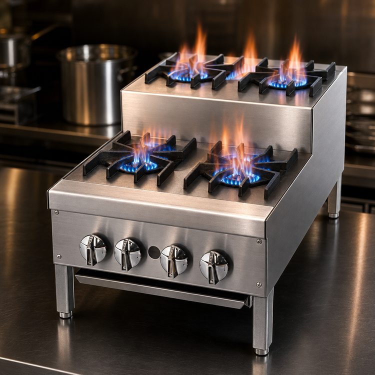 Product image #4 for Supreme 36-Inch Gas Step-Up Countertop Hotplate with 3 Open Burners and 4 Step-Up Burners