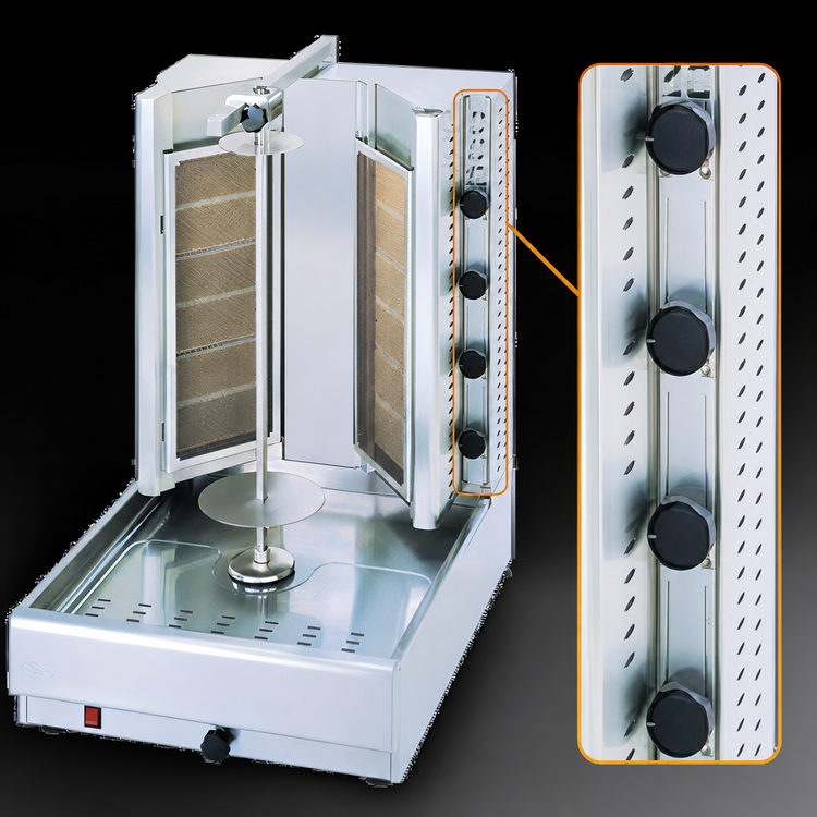 Product image #4 for Visvardis Turbo Gyro Gas Vertical Broiler, 130-145 lb. Meat Capacity, 72,000 BTU