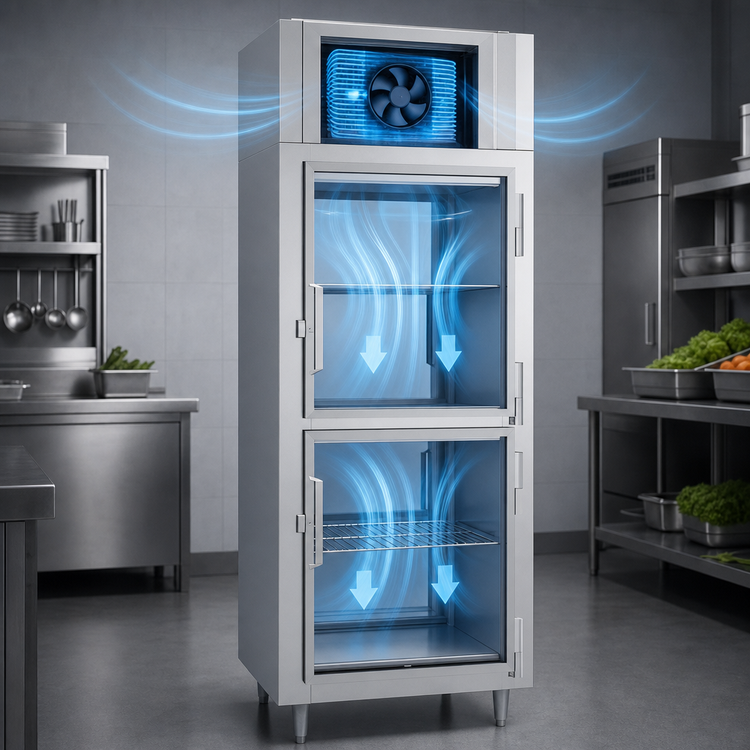 Product image #5 for Victory UltraSpec Pass-Thru One-Section Self-Contained Freezer with 4 Half-Height Glass Doors, 26.2 Cu. Ft.
