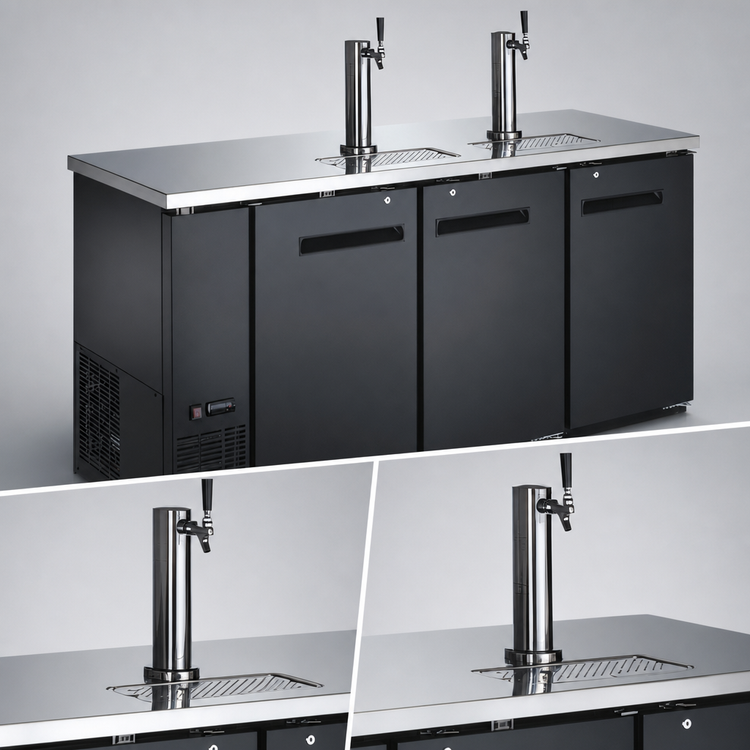 Product image #4 for Omcan Commercial 3-Section Flat Top Draft Beer Cooler/Kegerator, 73-Inch Wide, 19.6 Cu. Ft.