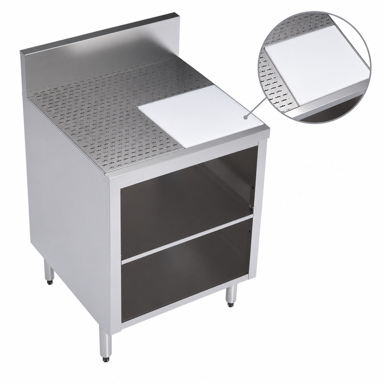 Product image #4 for Royal Series Underbar Glass Rack Storage Unit with Flat Drainboard Top, Middle Shelf and Cutting Board, 24 x 24 Inches