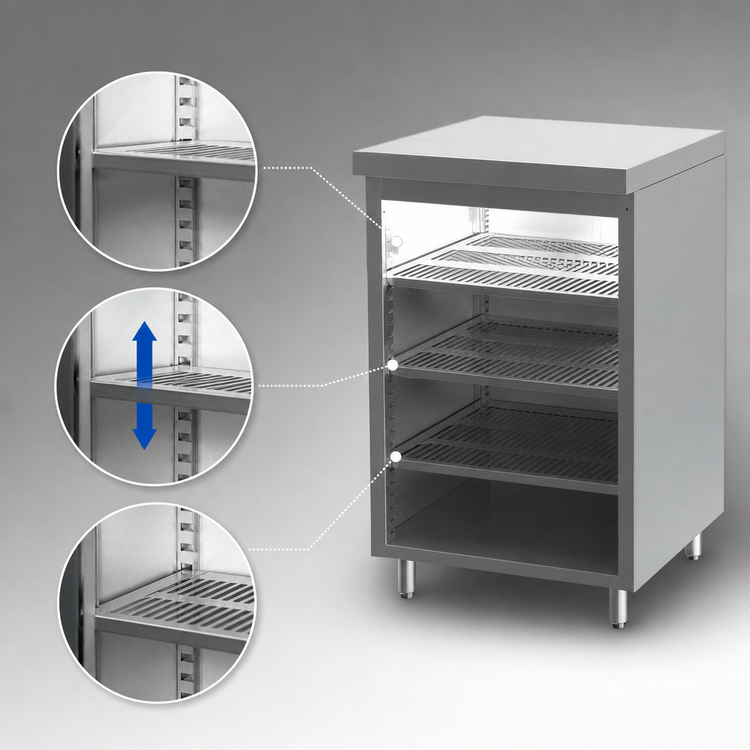 Product image #4 for Top Shelf 18-Inch Stainless Steel Back Bar Glass Storage Cabinet with 3 Adjustable Sound-Deadened Shelves
