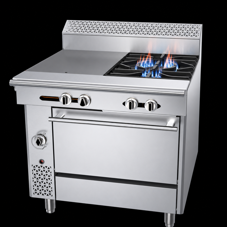 Product image #4 for Garland Cuisine Series 36-Inch Heavy Duty Natural Gas Combination Top Range with 2 Open Burners, 18-Inch Hot Top, and Standard Oven