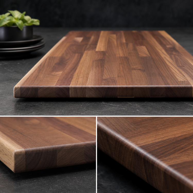 Product image #4 for John Boos Boos Block Blended Rails Edge Grain American Black Walnut Kitchen Countertop, 144 x 25 x 1-1/2 Inch, Oil Finish
