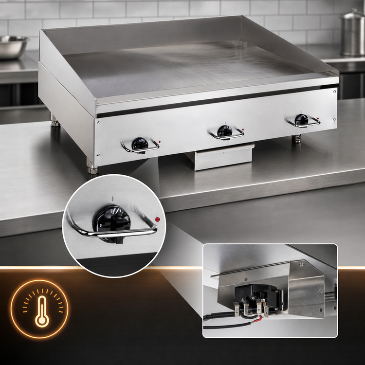Product image #5 for Vulcan HEG24E Heavy Duty Electric Countertop Griddle with 24 x 24 Inch Polished Steel Cooking Surface