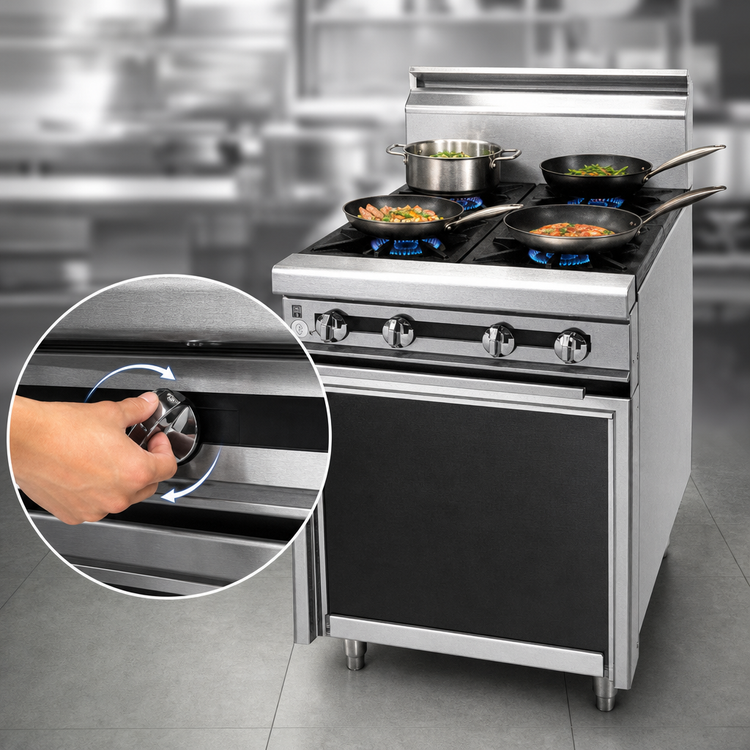 Product image #4 for Titan JTRH-4-A 24 Inch Heavy Duty Gas Range with 4 Open Burners and Cabinet Base