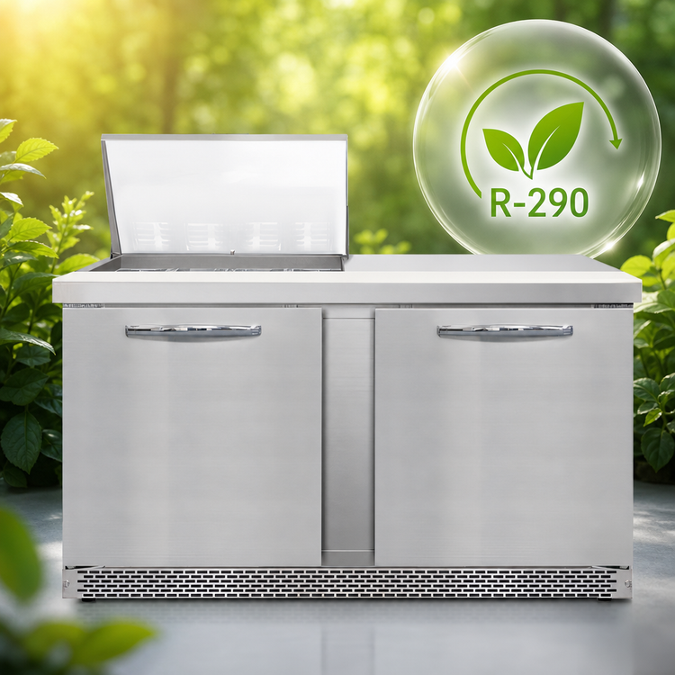 Product image #4 for Continental Refrigerator D60N12M-FB Designer Line 60" Mighty Top Two-Section Sandwich Prep Refrigerator