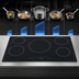 Thumbnail image #4 for Summit Commercial 36-Inch Five-Burner Drop-In Induction Cooktop, 208-240V, Black Glass