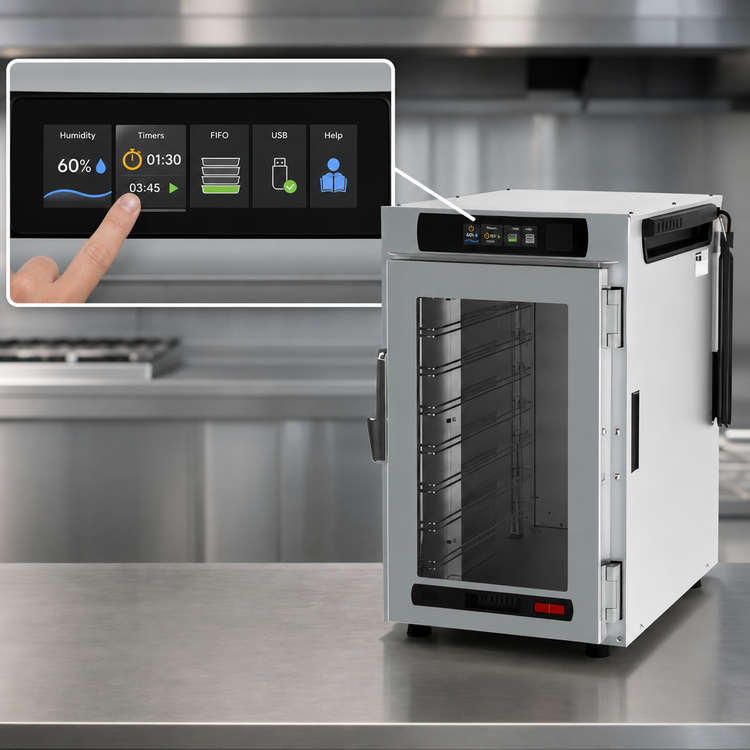 Product image #5 for Metro HotBlox Narrow 8-Pan Pass-Thru Countertop/Stacking Insulated Holding Cabinet, Digital Touchscreen, Clear Front Door/Solid Rear Door