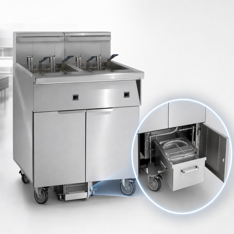 Product image #4 for Imperial Electric Floor Fryer, 4-Tank, 50 lb. Capacity Each, Built-In Space Saver Filter System