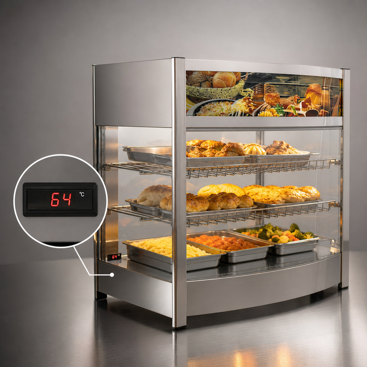 Product image #4 for Omcan Elite Series Countertop Heated Display Case, Full Service, 25.5-Inch, 107L