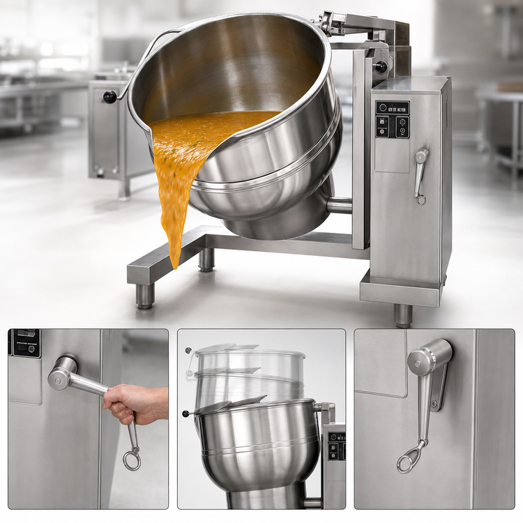 Product image #4 for Groen DH-40A 40-Gallon Gas Tilting Steam Jacketed Kettle with Advanced Digital Controls and Manual Crank Tilt