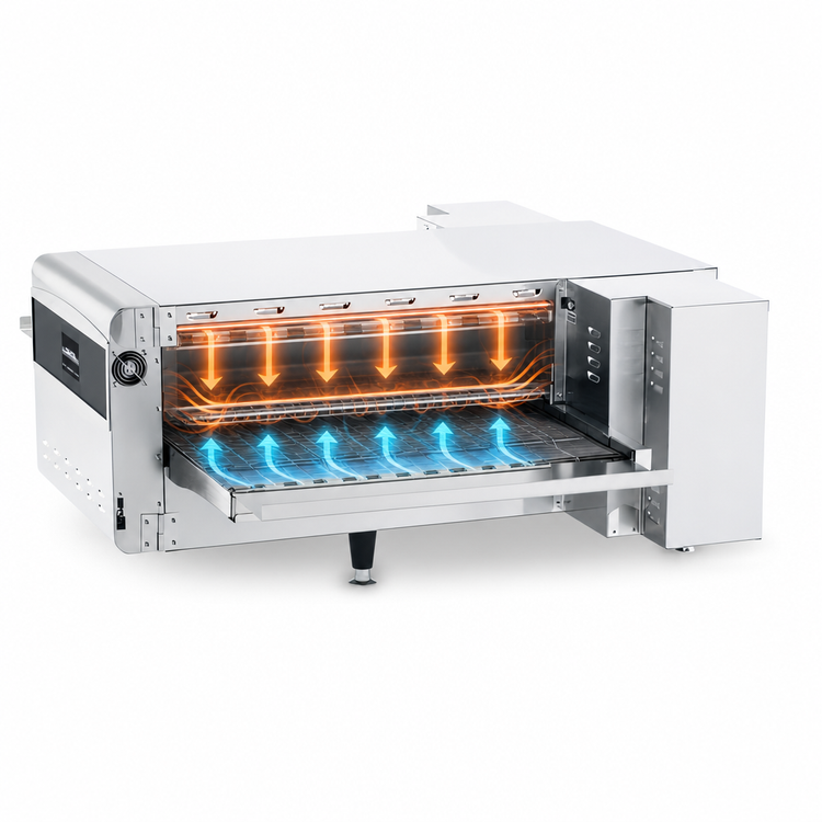 Product image #5 for Ovention Conveyor C2600-SB Ventless Countertop Rapid Cook Precision Impingement Split-Belt Conveyor Oven, 26.5-Inch Wide Belt