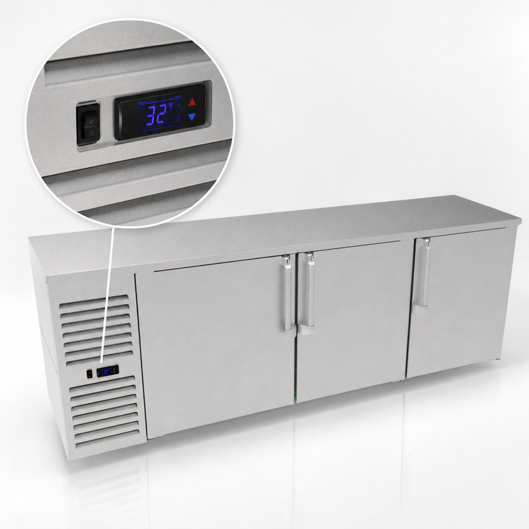 Product image #4 for Krowne LS84 84-Inch Three-Door Refrigerated Low-Profile Back Bar Storage Cabinet