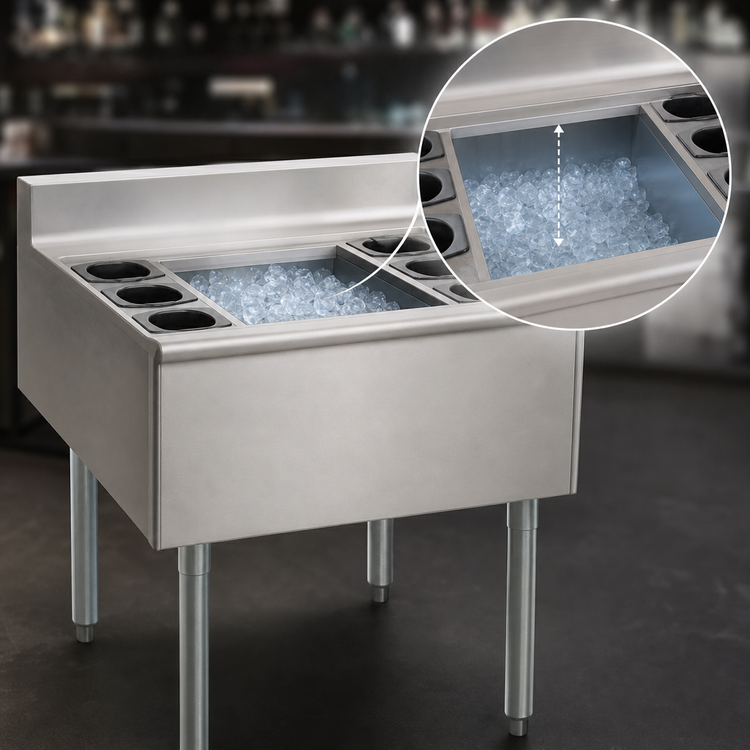 Product image #4 for Eagle Group 2200 Series 40-Inch Underbar Cocktail Unit with Insulated Ice Bin and 8 Bottle Wells