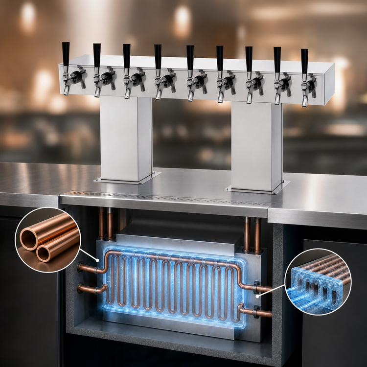 Product image #4 for Perlick 4006-30BPC Bridge Tee Glycol-Cooled Draft Beer Tower with 30 Faucets