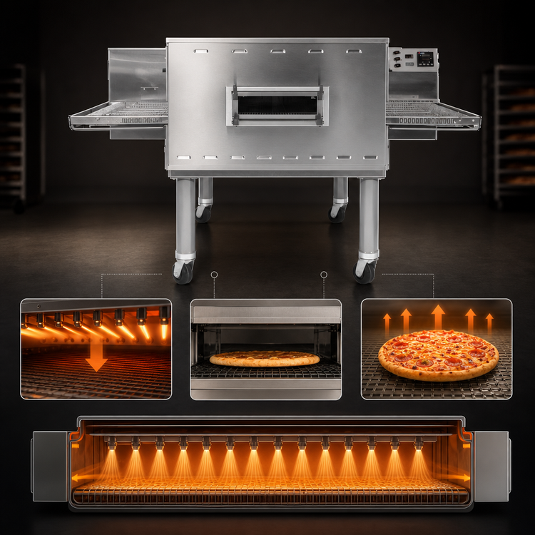 Product image #4 for Middleby Marshall PS3240E-3 Triple Deck Electric Impingement Plus Conveyor Pizza Oven