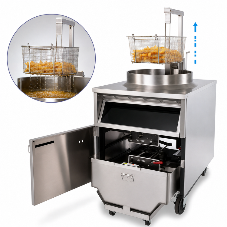 Product image #4 for BKI BLF-TC Extra-Large Volume Electric Deep Fryer with Auto-Lift and Touchscreen Controls