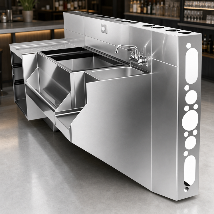 Product image #4 for CHOICE 38-Inch Modular Bar Die, Galvanized Steel Structure with Stainless Steel Bartender Side Finish