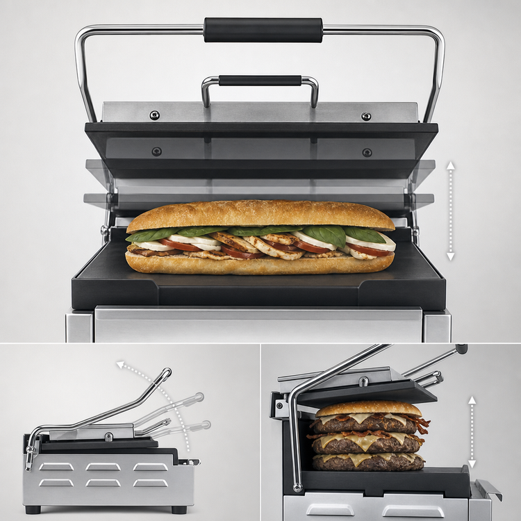 Product image #4 for Waring Tostato Supremo Large Electric Commercial Panini Press with Timer, 14.5 x 11 Inch Cast-Iron Plates
