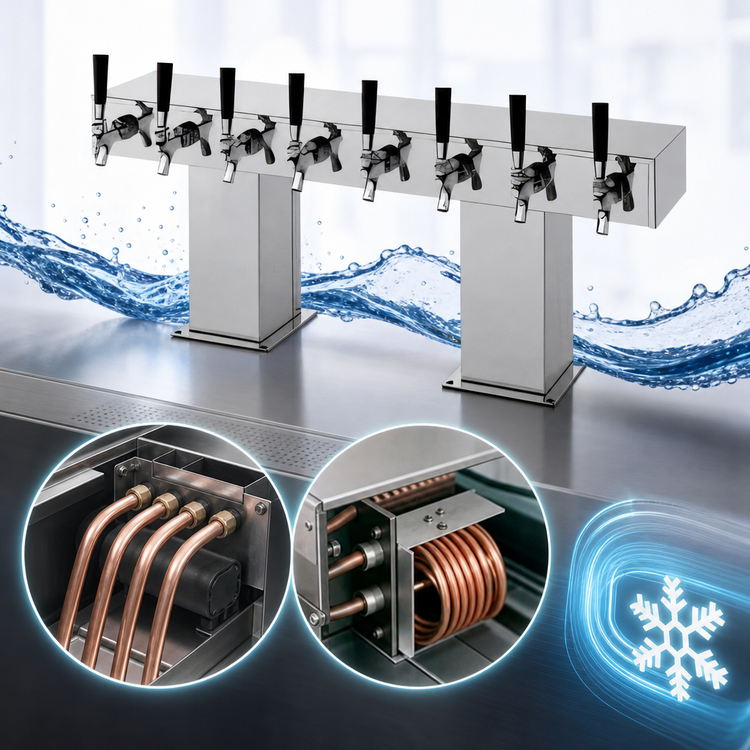 Product image #4 for Perlick 4006-30BPC2 30-Faucet Extra High Glycol-Cooled Polished Chrome Bridge Tee Draft Beer Tower