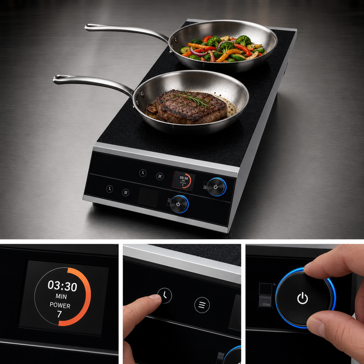 Product image #4 for Hatco Rapide Cuisine Quick Ship Front-to-Back Countertop Dual Induction Range, 2 Burners (IRNG-PC2F-29)