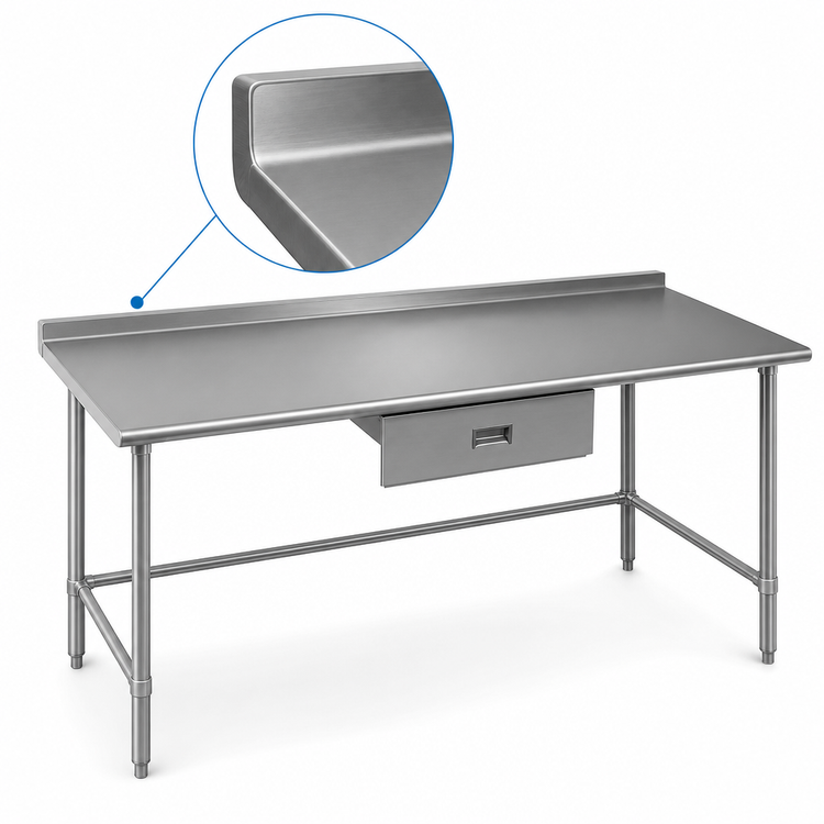 Product image #4 for Eagle Group Budget Series 144-Inch x 36-Inch Stainless Steel Work Table with 1-1/2-Inch Rear Up-Turn