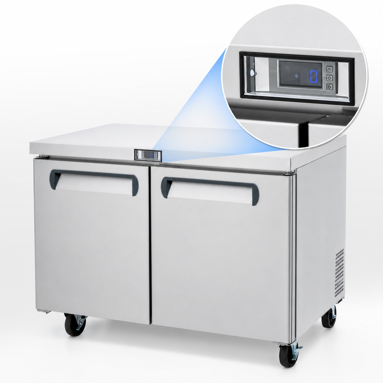 Product image #4 for Migali Competitor Series Two-Section Undercounter Freezer, 48.2-Inch W, 12 Cu. Ft., Rear-Mounted Self-Contained, Stainless Steel