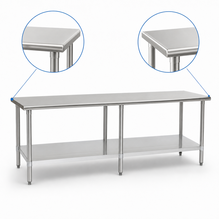 Product image #4 for Eagle Group Spec-Master 108"W x 48"D 14-Gauge Stainless Steel Work Table with Undershelf