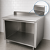 Thumbnail image #4 for Advance Tabco EK-SS-368 96-Inch x 36-Inch Work Table with Open Front Cabinet Base, 5-Inch Backsplash, and 14-Gauge 304 Stainless Steel Top