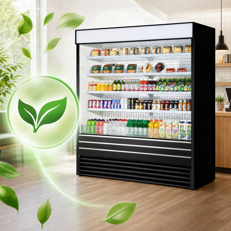 Product image #4 for Turbo Air 92-7/8-Inch Vertical Air Curtain Open Display Merchandiser, 45.2 Cu. Ft., Self-Contained Refrigeration, Black