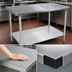 Thumbnail image #4 for John Boos Stallion 108-Inch x 24-Inch 16-Gauge 300 Series Stainless Steel Flat Top Work Table with Safety Edge and Adjustable Undershelf
