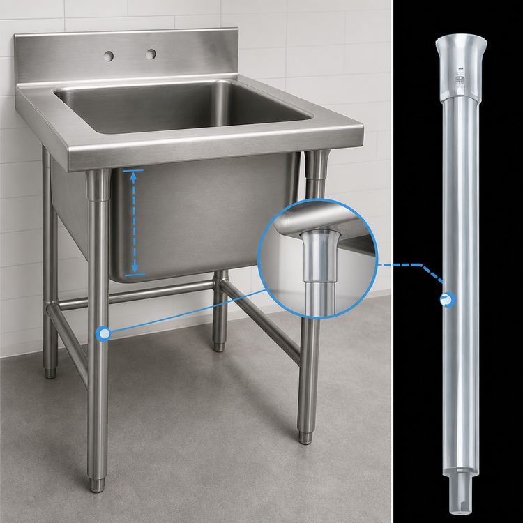 Product image #4 for Advance Tabco Stainless Steel Sink Leg Upgrade Set for 14-Inch Deep Bowls