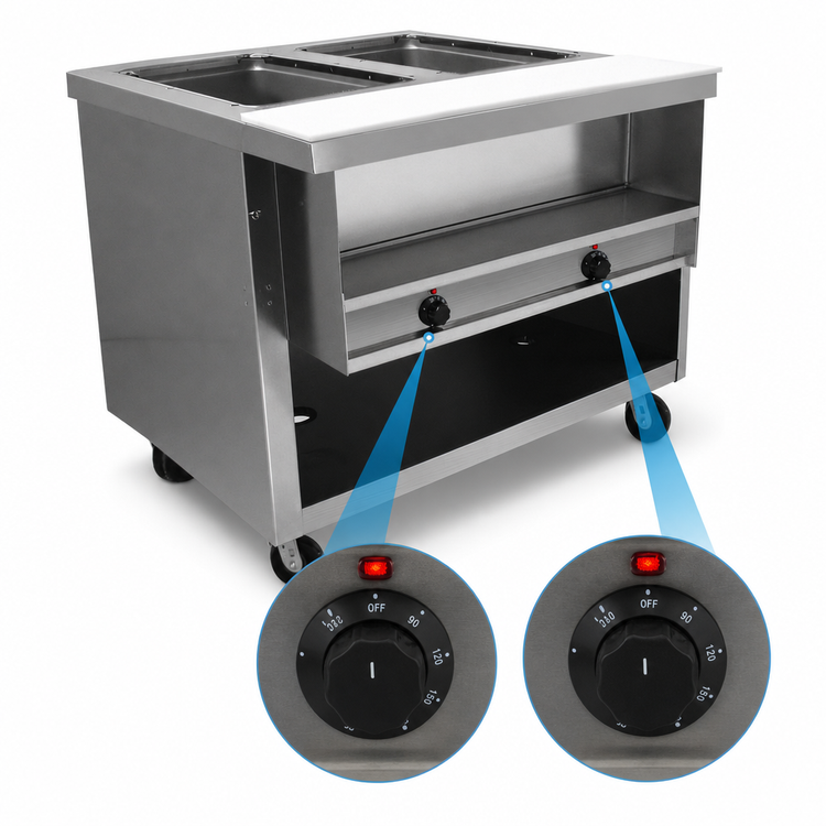 Product image #4 for Advance Tabco Heavy Duty Electric Sealed Well Hot Food Table with Enclosed Base, 2 Wells, 120V