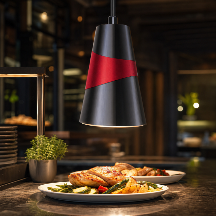 Product image #4 for Hatco DLL-1500 Single-Bulb Decorative Food Heat Lamp with Feathered Shade, 100W Max