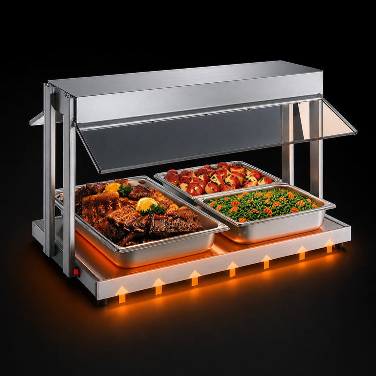 Product image #4 for Hatco Glo-Ray® GRBW-60 60-Inch Countertop Buffet Warmer with Heated Base and Sneeze Guards
