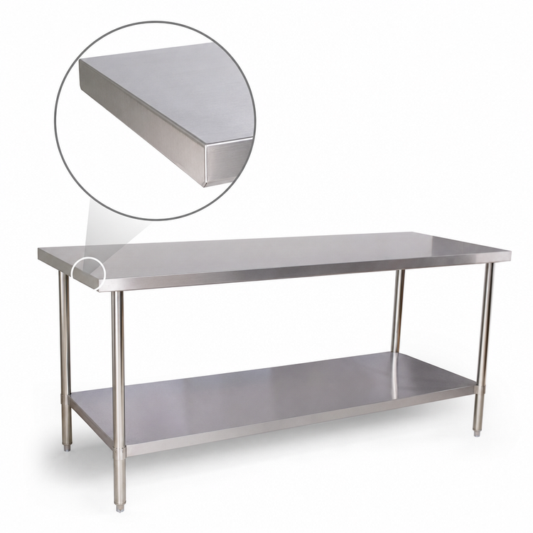 Product image #4 for Heavy-Duty 84-Inch x 30-Inch Stainless Steel Work Table with Undershelf, 18-Gauge Flat Top