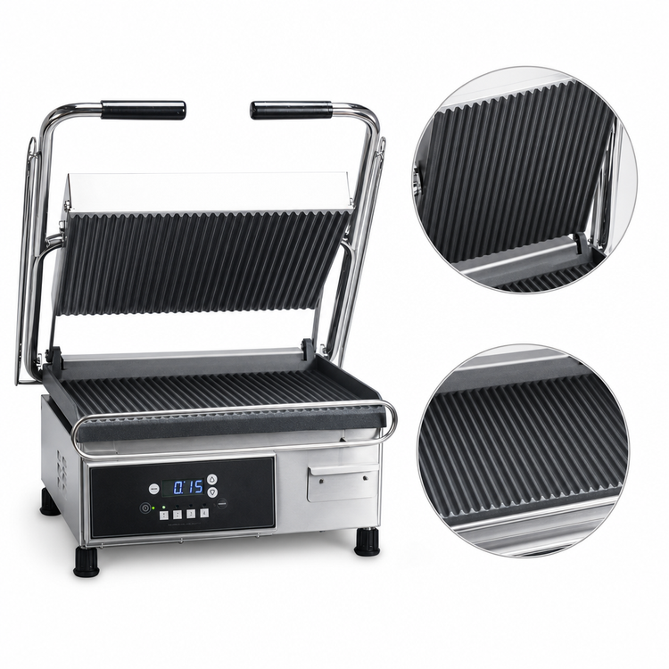 Product image #4 for Proluxe Vantage CS CSD1515 Countertop Commercial Panini Grill with 15 x 15-Inch Grooved Cast Aluminum Plates, Adjustable Thickness and Digital Controls